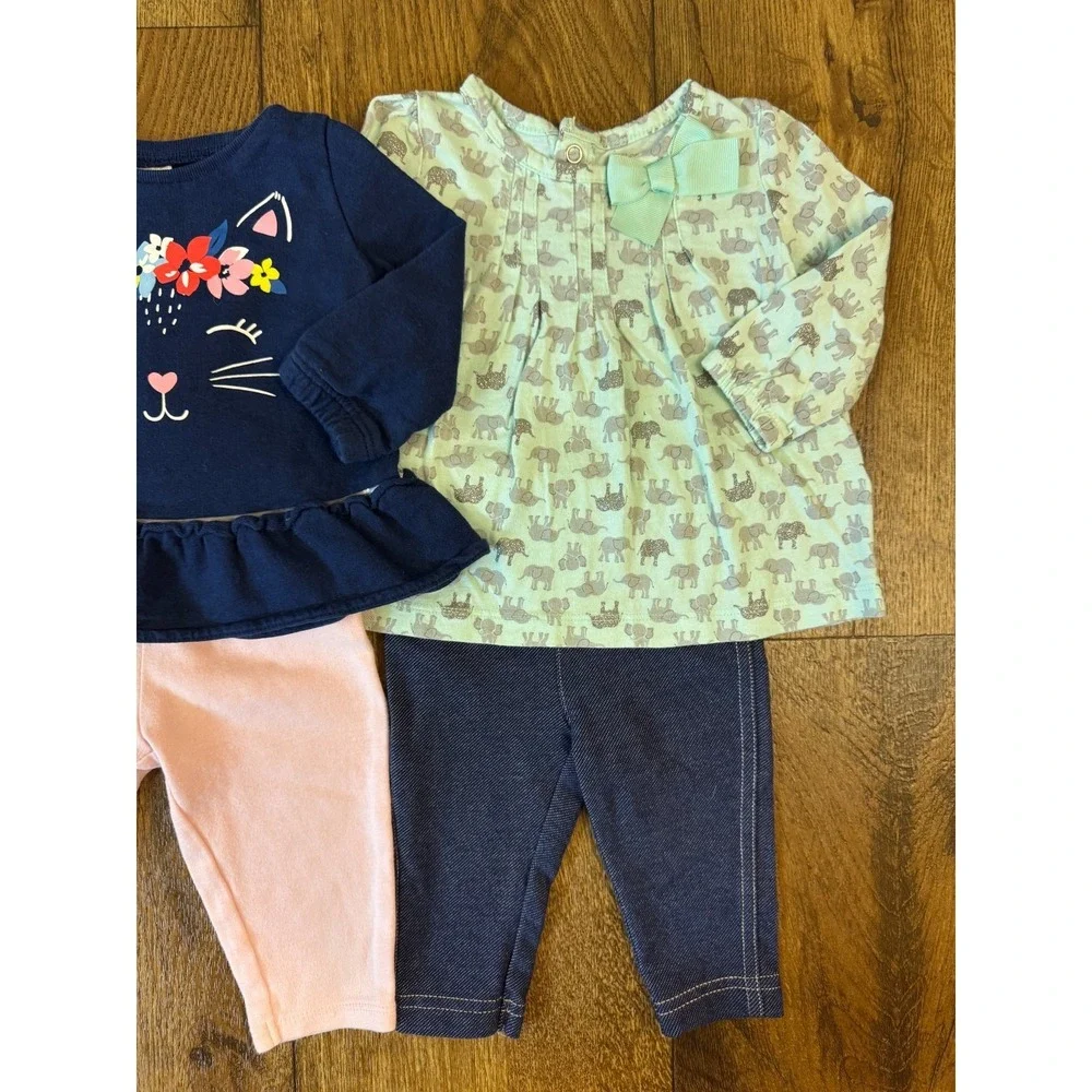 Baby Girl Outfits 6 Months Long Sleeved Shirts Pants Leggings Clothes Ruffle Lot - Picture 2 of 14